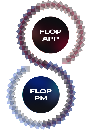 FLOP PM and FLOP APP integration workflow diagram showing connected systems